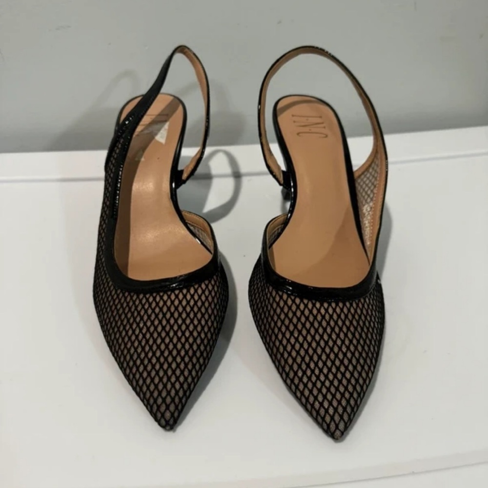 INC International Concepts Black Mesh Pointed Heels